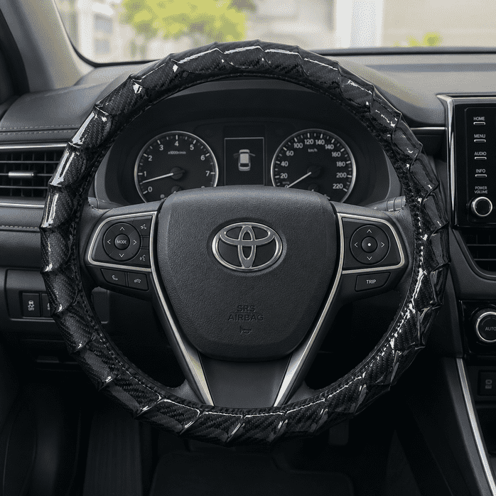 Glossy Carbon Gripped Steering Wheel Cover