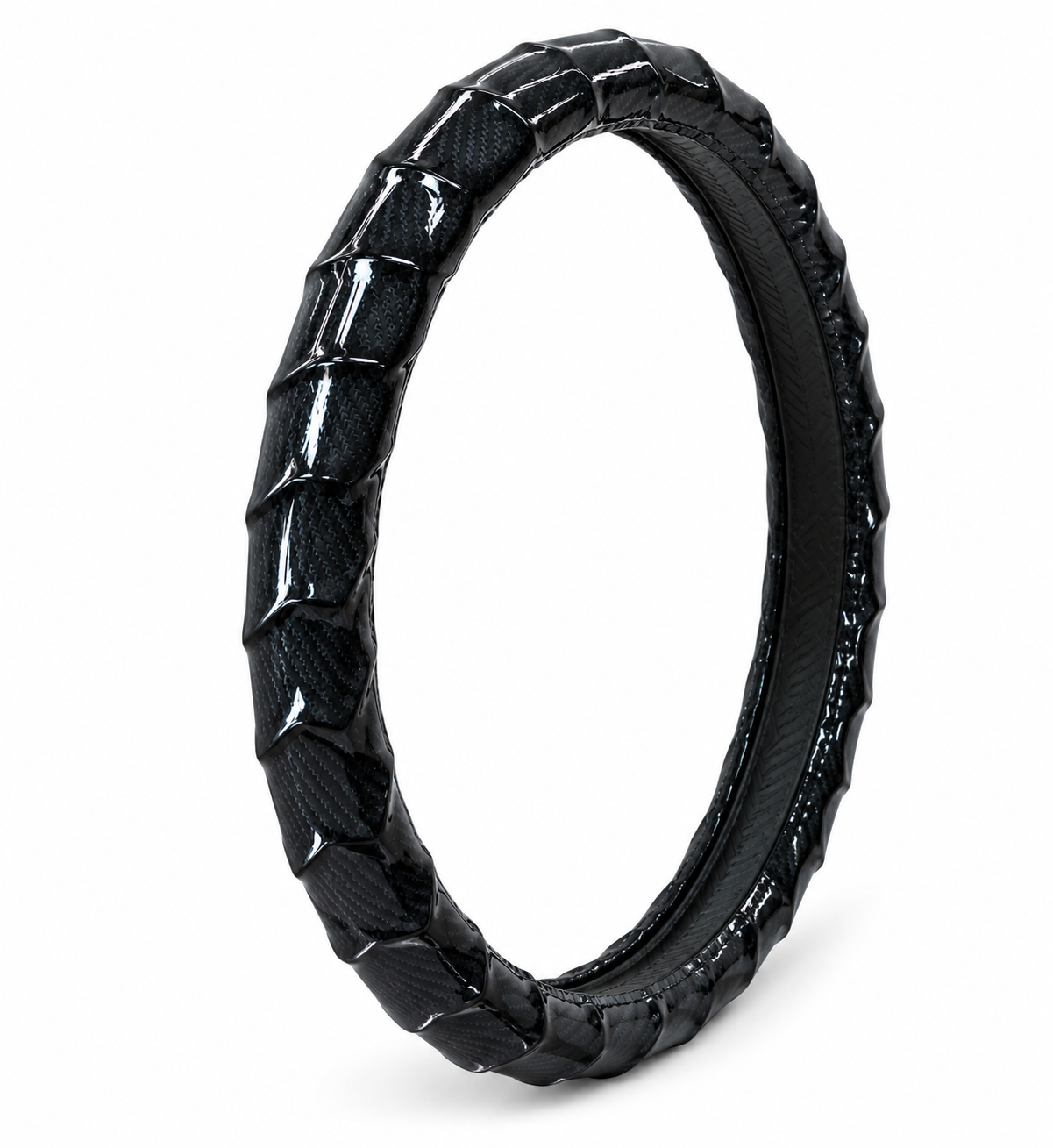 Glossy Carbon Gripped Steering Wheel Cover