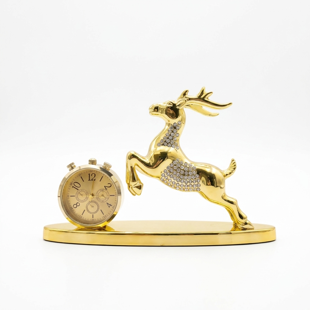 Deer with Clock Showpiece